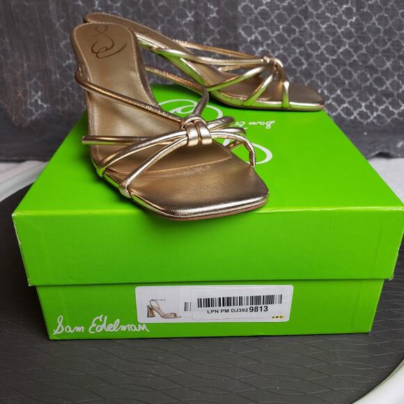 Sam Edelman Selma Knotted Slide Sandal Womens 8M Gold Chic Partycore - Picture 3 of 11